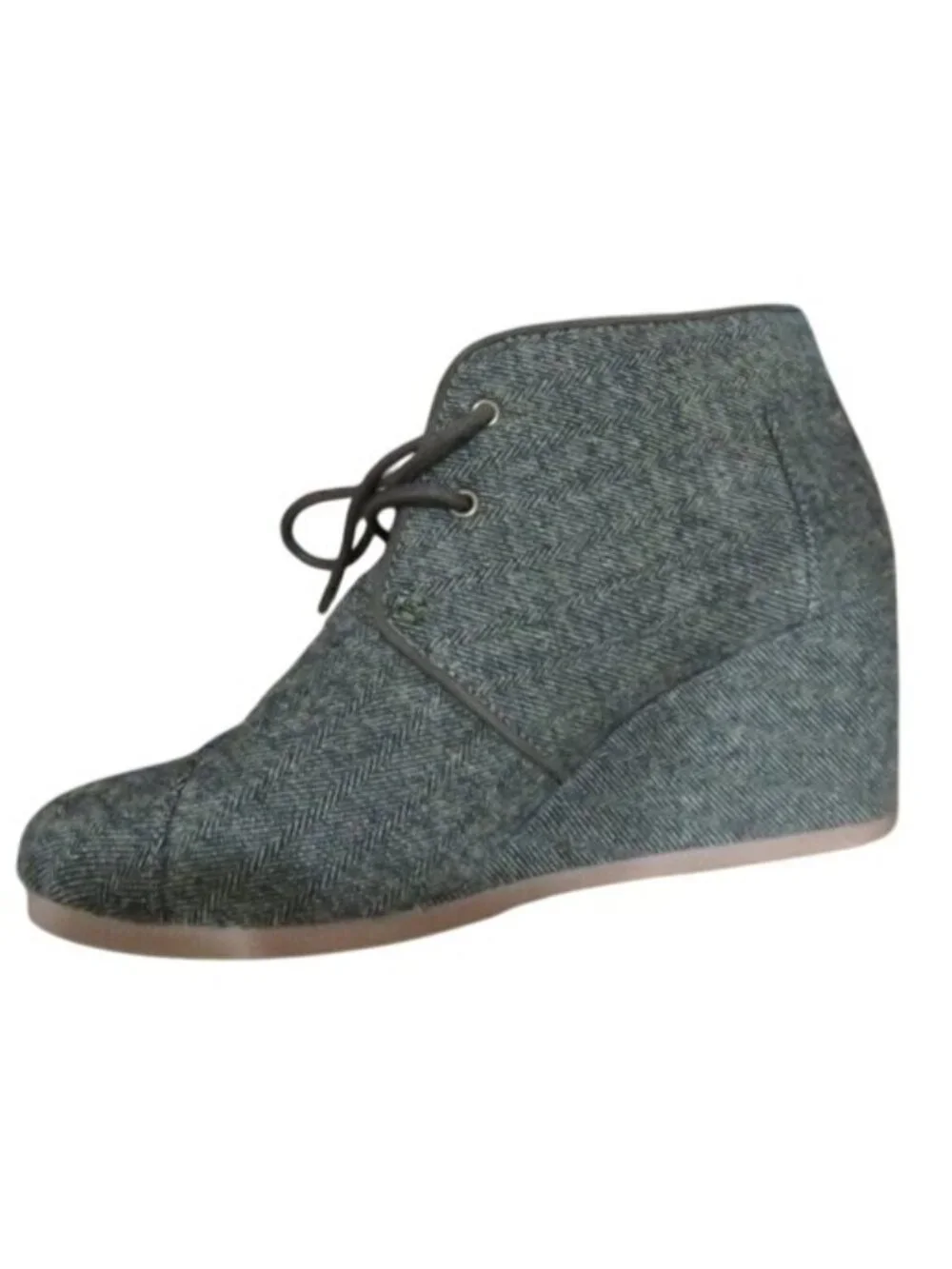 Toms Blue Chambray Desert Wedge Ankle Boots Booties Size 8